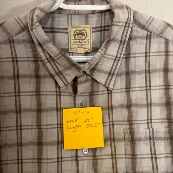 Men's Short Sleeve Casual Button Down Grey Plaid Shirt by Northcrest XL - Picture 6 of 6